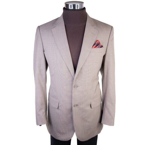 Jos A Bank Blazer Sz 40L Houndstooth Sports Coat Suit Jacket Wool Two Button EUC - Picture 2 of 13